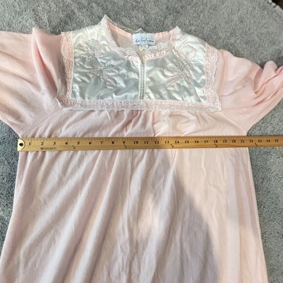 Vtg Night Time Creations Nightgown Medium 90s Pink USA Maxi Lace Dainty 18960 - Picture 6 of 10